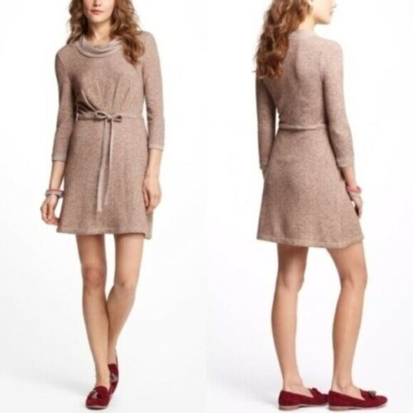 Anthropologie Saturday Sunday Cowl Neck Sweater Dress Oatmeal Small - Picture 1 of 8